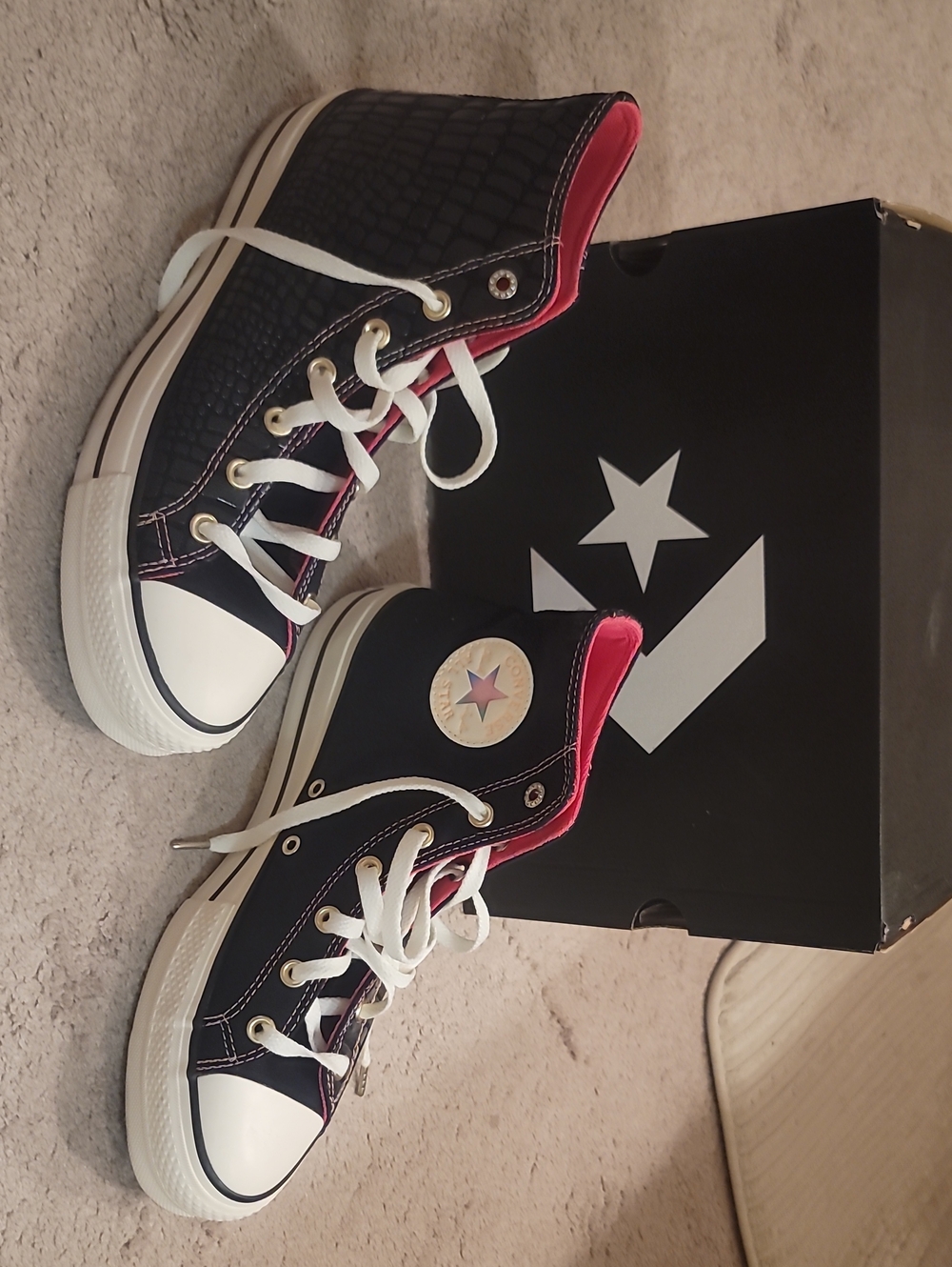 Converse Black High-Top Sneakers with Pink Lining
